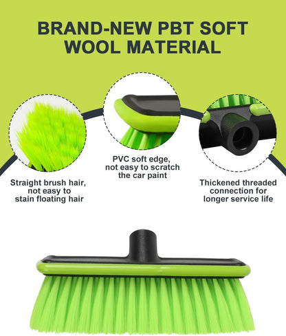 PBT 180° Rotating Car Wash Brush Long Handle Car Cleaning Brush Less Likely to Produce Floating Hair Suitable Snow Removal Cleaning SUV Truck Motorhome Indoor and Outdoor