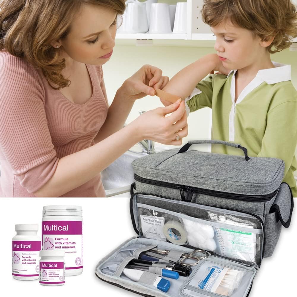 Medical Trauma Bag, Medical Equipment Bag Empty with Adjustable Divider, Nonslip Bottom, Removable Shoulder Strap, Water-Resistant Home Health Nurse Bag for Nurse, Physical Therapists, Gray