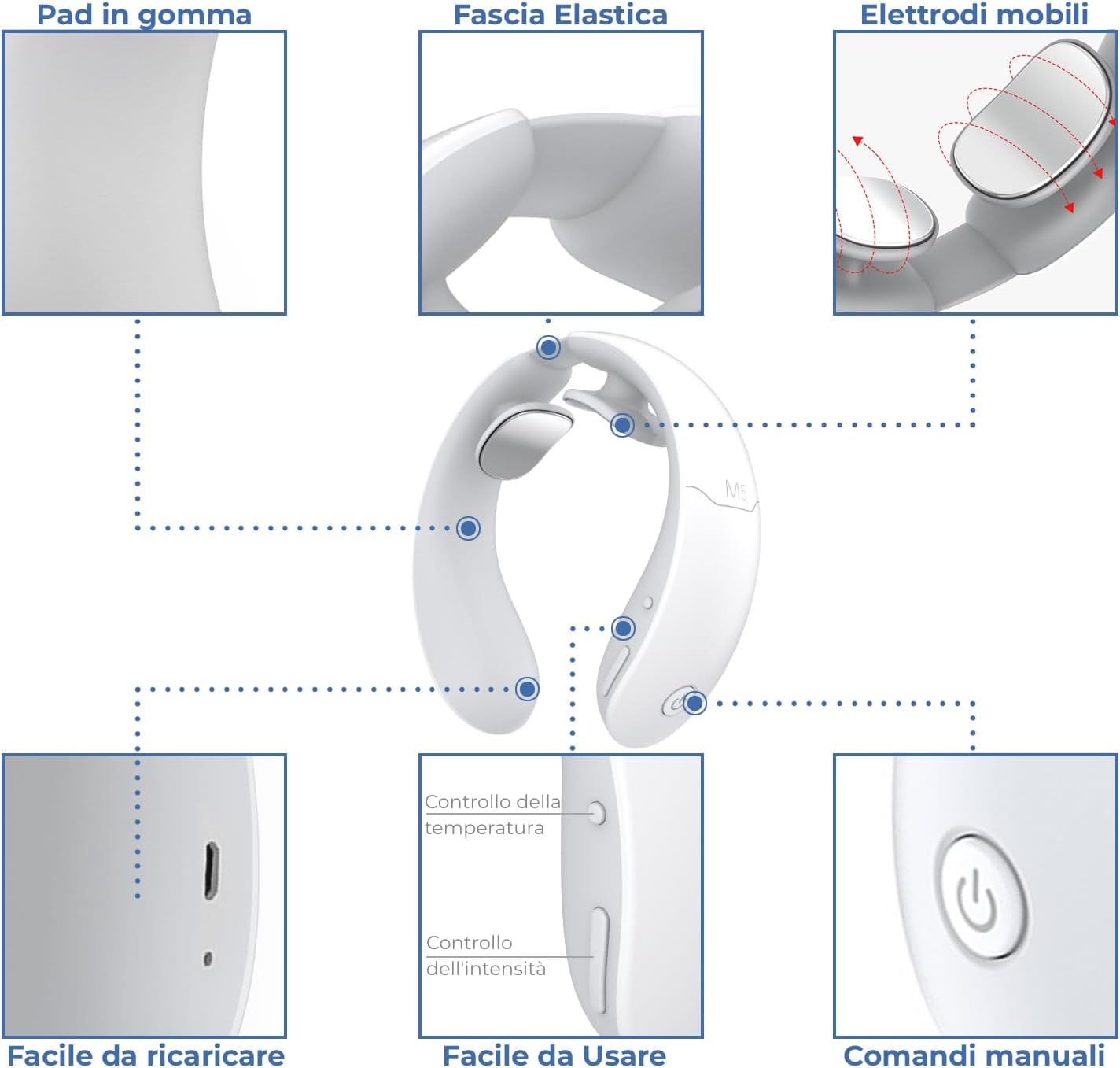 ENOA M5 Intelligent Neck Massager with EMS/TENS, 6 Modes, 18 Levels, Heat 42°C, App and Remote Control, Rechargeable - Relief for Neck Pain and Fatigue