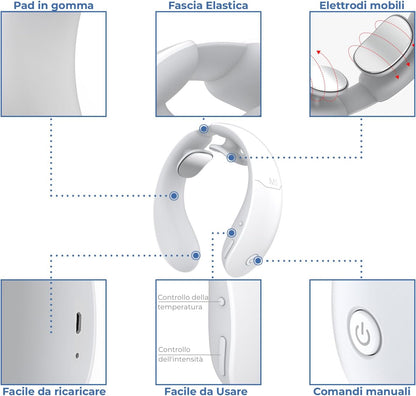 ENOA M5 Intelligent Neck Massager with EMS/TENS, 6 Modes, 18 Levels, Heat 42°C, App and Remote Control, Rechargeable - Relief for Neck Pain and Fatigue