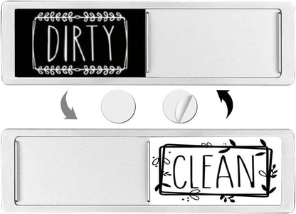 Stylish Dishwasher Magnet Clean Dirty Sign Ideal Clean Dirty Magnet for Dishwasher and Kitchen Organization - Lovely Kitchen Gadgets/Accessories - Nice Office, Farmhouse, Home Décor - Sliver