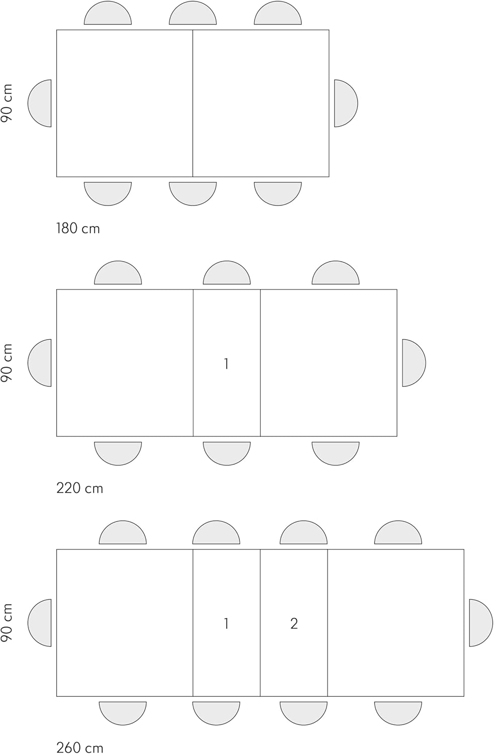 PAZZO DESIGN Linda Extendable Table, Living Room Table, Kitchen Table, Cross Legs X Black, Made in Italy, Ash White, 180 x 90 x 76 cm - id_1982-N