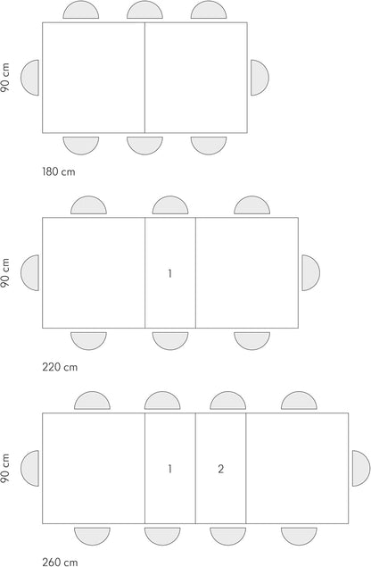 PAZZO DESIGN Linda Extendable Table, Living Room Table, Kitchen Table, Cross Legs X Black, Made in Italy, Ash White, 180 x 90 x 76 cm - id_1982-N
