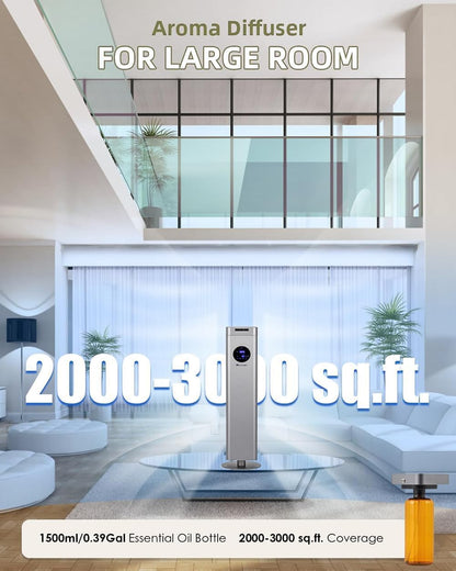 Scent Air Machine for Home, 1500ml Standing Floor Waterless Diffuser with Smart Control, 2000-3000sq.ft Coverage Cold Air Nebulizing Diffusion System for Living Room, Office