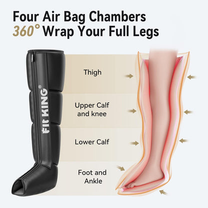FIT KING Air Compression Recovery System, Foot and Leg Air Massage Boots for Blood Circulation and Fast Recovery, Enhance Sports Performance (Small)