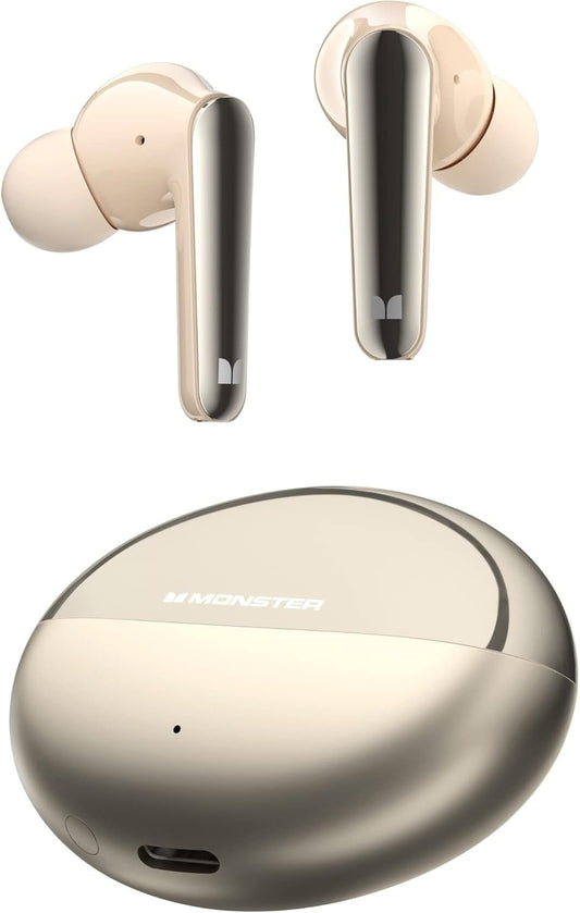 Monster N-Lite 203 AirLinks Wireless Earbuds, Bluetooth Headphones HiFi Stereo, 30H Playback, Crystal Clear Call, Type-C Charging, IPX6 Waterproof Wireless in-Ear Earbuds