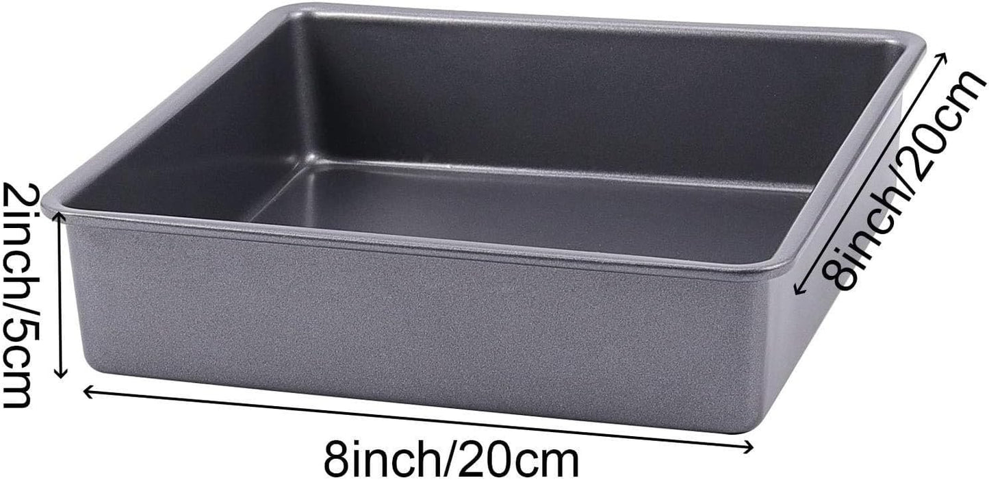 ZOENHOU 6 Set 8 Inch Baking Pan Square Cake Pan, Nonstick Bakeware Brownie Baking Pan, Carbon Steel Toaster Oven Square Sheet Pan