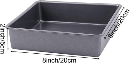 ZOENHOU 6 Set 8 Inch Baking Pan Square Cake Pan, Nonstick Bakeware Brownie Baking Pan, Carbon Steel Toaster Oven Square Sheet Pan