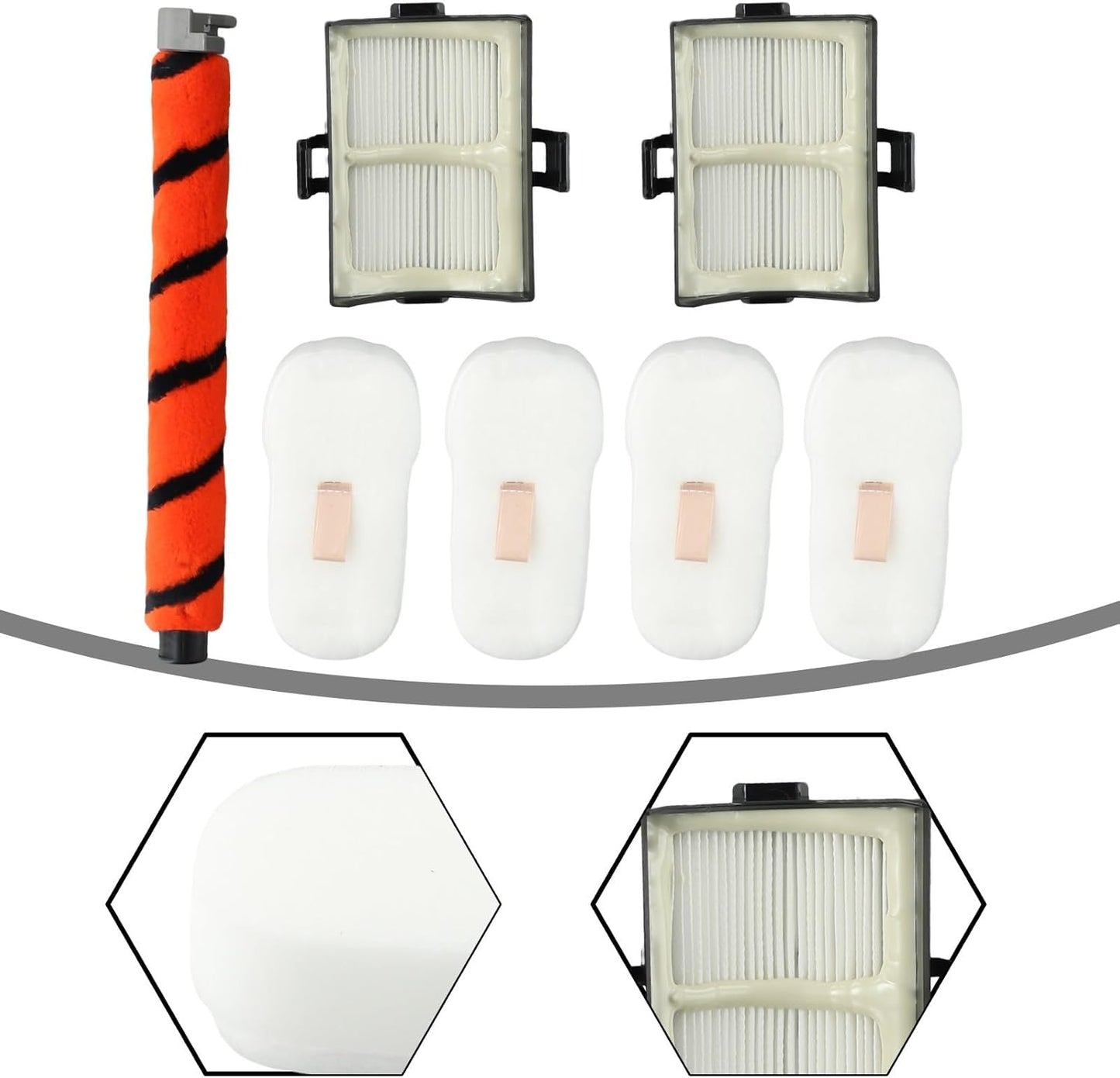 Cleaning Essentials - Set di spazzole a rullo e filtro compatibile con aspirapolvere Shark incluso il modello HZ500
