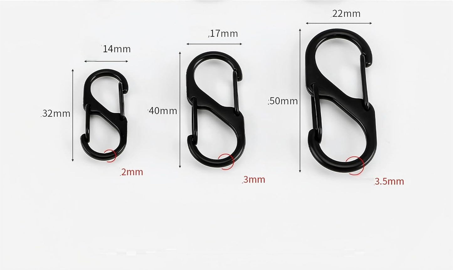 HIGHROCK Zipper Lock Clips Set, 18 Pack, Dual Opening Theft Deterrent Carabiner Clips, Black