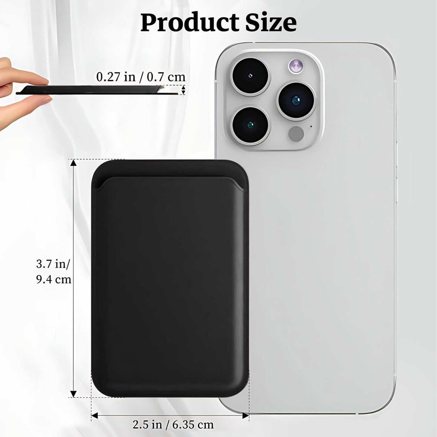 Lyvixora Magnetic Phone Wallet – Stronger Magnetic Card Holder Compatible with iPhone 16/15/14/13 Series, Premium Leather Wallet Case (Black)
