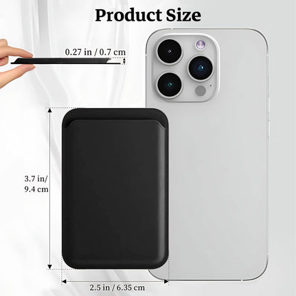 Lyvixora Magnetic Phone Wallet – Stronger Magnetic Card Holder Compatible with iPhone 16/15/14/13 Series, Premium Leather Wallet Case (Black)
