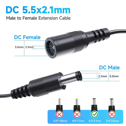 ANLINK 10ft 3M DC Power Extension Cable, DC 12V Power Adapter Extension Cord 5.5mm x 2.1mm for CCTV Security Camera/Router/LED Strip Light/Printer and More-Black