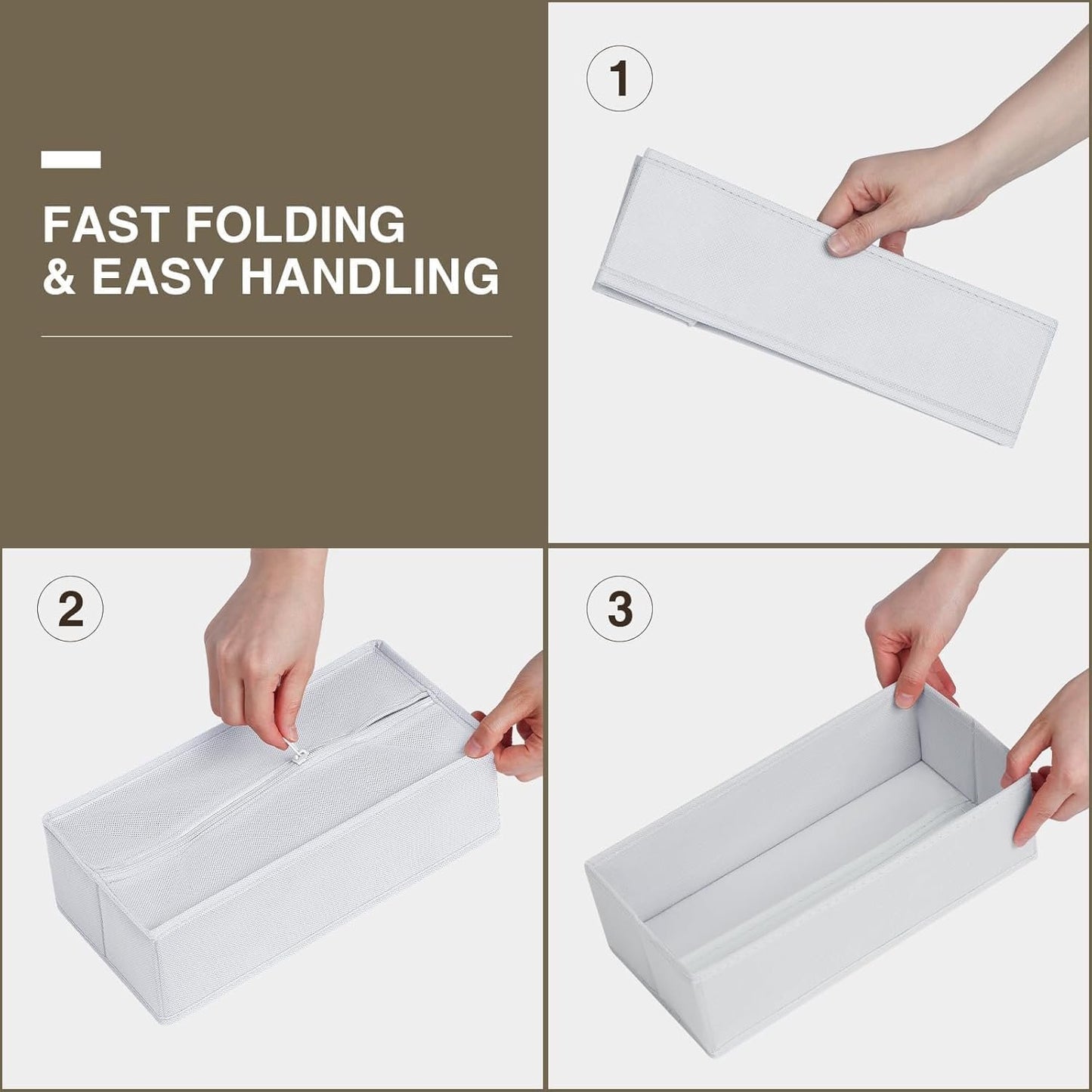 DIMJ 8 PCS Drawer Organizer Sock Organizer Underwear Drawer Organizer Divider Wardrobe Clothes Organizer Collapsible Closet Organizers Storage Box for Sock, Ties, Panties(White)