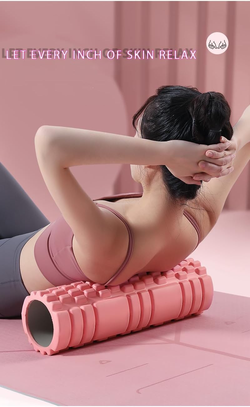 WEZCHUGHAOL High Density Foam Roller for Deep Tissue Massage - Exercise Patented Roller for Muscle Massage and Trigger Point Release - Back Roller for Fitness (Pink)