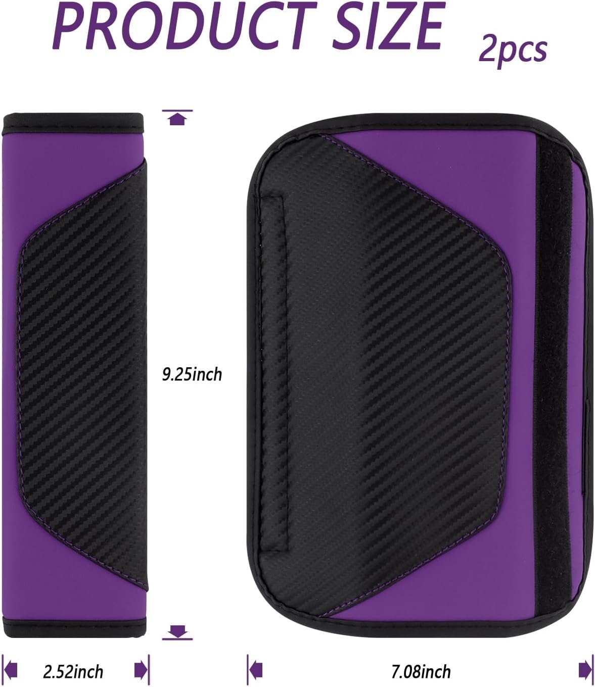 2PCS Car Seatbelt Covers,Leather Seat Belt Pad with Carbon Fiber Design for Car Decorations & Shoulder Protections,Universal Car Accessories Interior Seatbelt Cushion (Purple)