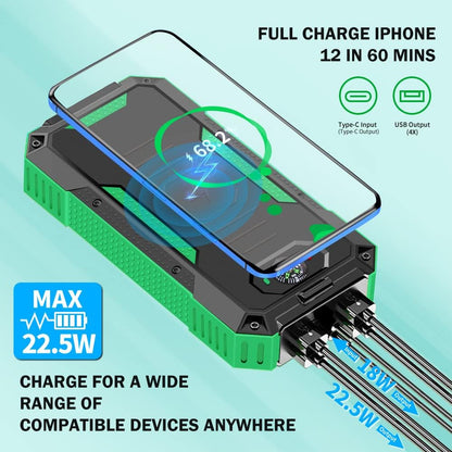 Fifilion 30000mah PD 22.5W Fast Charging & QI 15W Wireless Charging Solar Power Bank, Portable Charger with 6 Output & 2 Input, Dual Flashlight, IP54 Waterproof for Outdoor Hiking Camping
