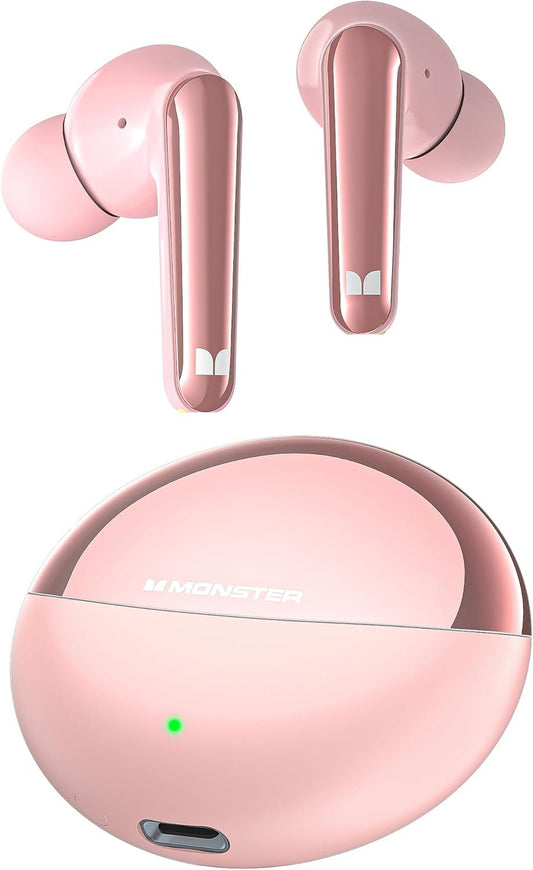 Monster N-Lite 203 AirLinks Wireless Earbuds, Bluetooth 5.3 Headphones HiFi Stereo, 30H Playtime, Type-C Charging, HD Clear Call, Touch Control, IPX6 Waterproof in-Ear Earbuds