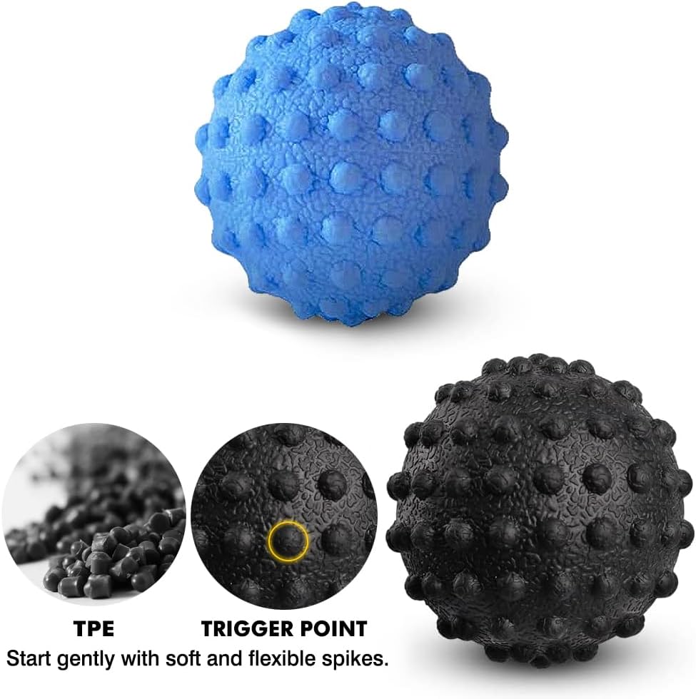 Vivva Massage Ball - Trigger Deep Tissue Back Massage, Foot Massager, Plantar Fasciitis & All Over Body Deep Tissue Muscle Therapy (Black)