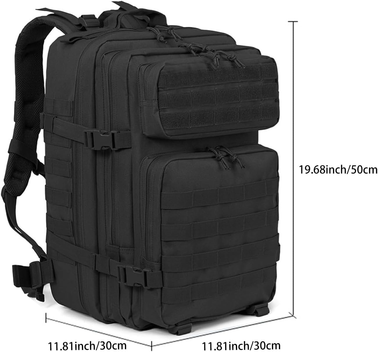 Lizbin Military Tactical Backpack, Military Backpack 45L Tactical Rucksack, Travel Backpack, Large Capacity Survival Backpack Assault Pack for Outdoor Sports Hiking Camping Mountaineering (Black)