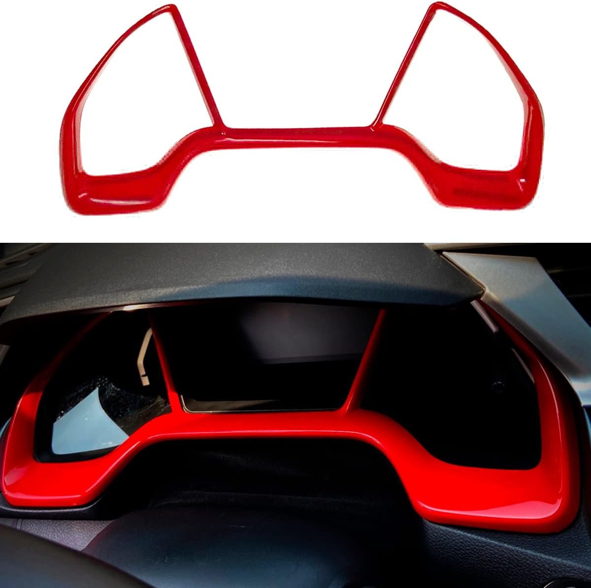 Red Dashboard Instrument Panel Dial Trim Cover Frame ABS Decal Interior Accessories for Honda 10th Gen Civic 2016 2017 2018 2019 2020