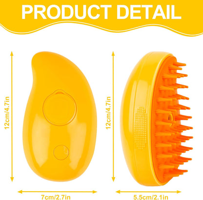Byffoer Cat Steamy Brush,Steam Cat Brush for Cats with Steam, 3 in 1 Steam Brush for Cats Steamy BrushCat Hair Brush for Long and Short Hair (Yellow)