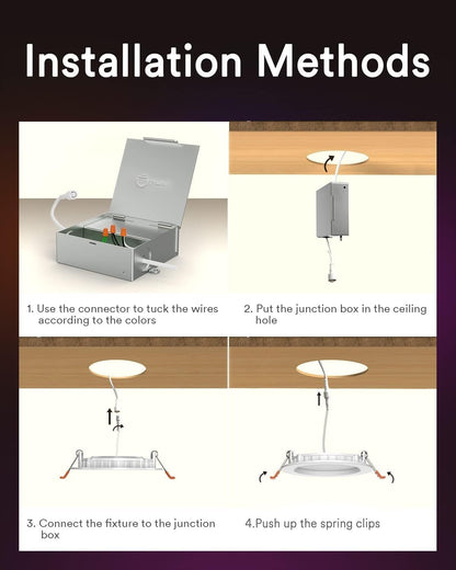 Lumary Smart LED Recessed Lighting 6 Inch 13W 1000LM Smart WiFi Recessed Lights Ultra-Thin and Anti-Glare Trim with Junction Box Compatible with Alexa/Google Assistant/Remote Controller 1PACK