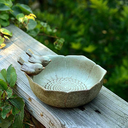 Bird Bath Ceramic Bowl Wild Finch Bird Feeder Water Baths for Garden Outside Yard Decor Bee Bird Accessories Green