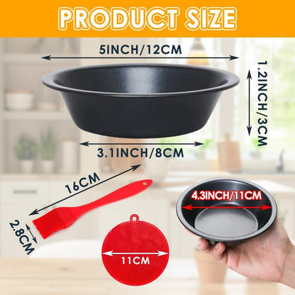 Quyimy 8 Pack Mini Pie Pans, 5 Inch Pie Tins Reusable Round Small Quiches Pans, Carbon Steel Tart Pan Nonstick Small Pot Bakeware for Dessert, Cake, Fruit and Meat