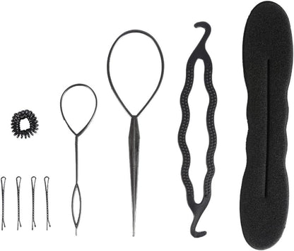 Hair Styling Set, Hair Accessories, Hairdressing Tool, Hair Bun Maker Braiding Tools Hair Styling Tools with Long Hair Clip