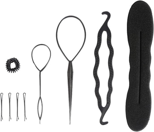 Hair Styling Tools, Braiding Tool Set Spiral Braid Tool Kit Hair Clip Wedding Date Party DIY Fashion Women Girl Lady Long 9 Pieces