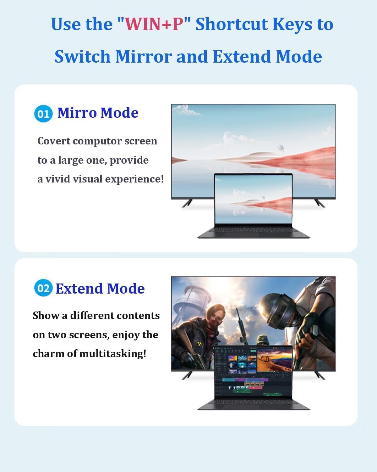 ABLEWE USB 3.0 to HDMI Adapter - USB to HDMI Converter 1080P Full HD Video Audio Adapter for PC Laptop Projector HDTV Compatible with Windows XP 7/8/8.1/10/11 Only-Updates Drivers