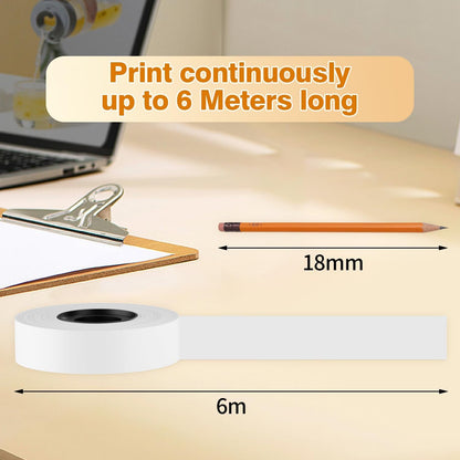 Phomemo D30 Continuous White Label Paper, For D35 Q30 Q31 Q32 Q30S Label Maker, Thermal Printing Inkless & Clean, 0.59"X23.62"(15mm X 6m),Labeling For Home Organization Office