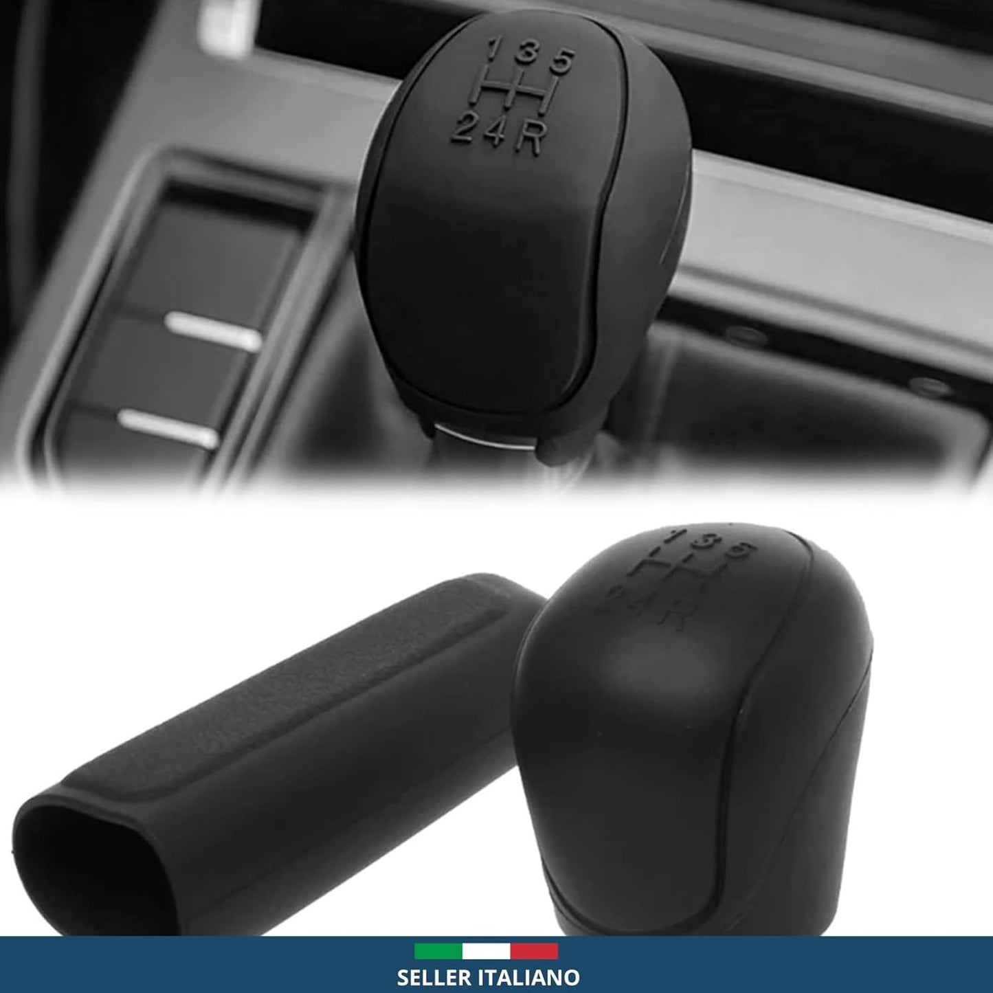 comunica Set of 2 Car Gear Knob Covers and Cover for Handbrake Lever in Silicone, Universal and Wear-resistant Car Accessories for Women and Men Interior