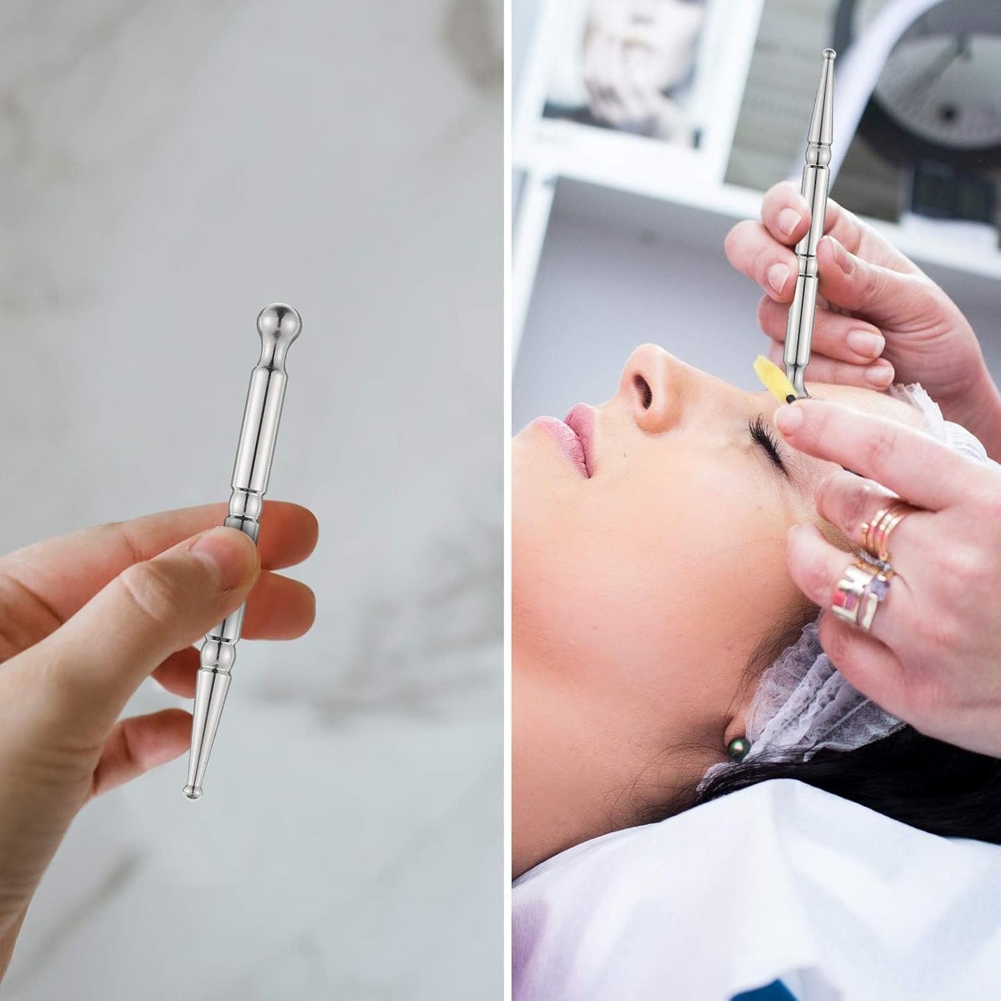 1Pc Dual Head Reflexology Acupuncture Pen,Facial Reflexology Massage Pen Stainless Steel Manual Acupuncture Pen,Stainless Steel Dual Head Body Point Probe Pen,Stainless Steel Auricular Point Probe Pen