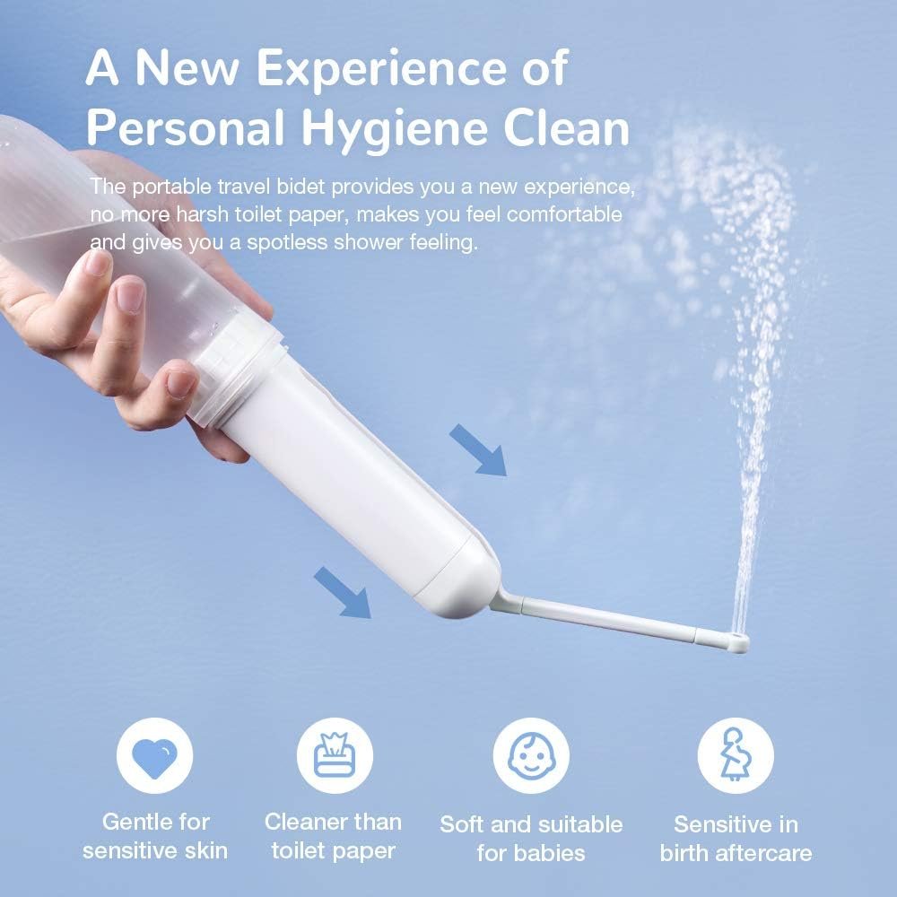 Meidong Portable Travel Electric Bidet Sprayer Handheld Personal Bidet Sprayer Bidet Bottle for Personal Hygiene Cleaning/Baby Care/Outdoor Traveling/Toilet/Disability/Postoperative