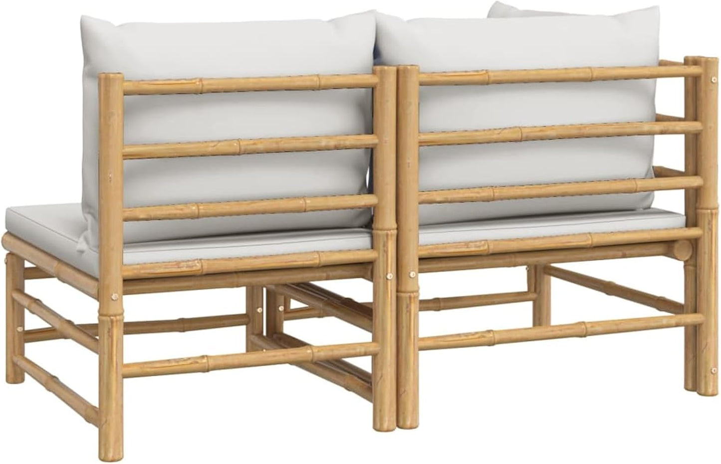 Homgoday 2-Piece Garden Lounge Set with Bamboo Light Grey Cushions, Garden Living Room, Sun Lounger, Sofa Bed Furniture, Garden Loungers for Swimming Pool, Balcony