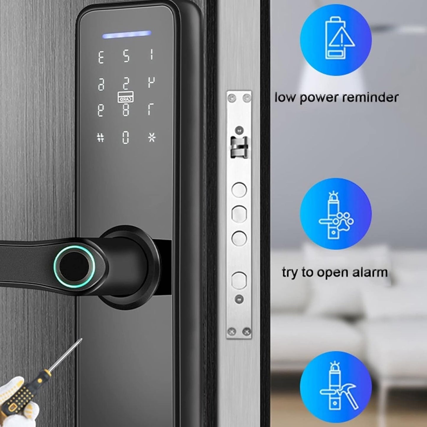 Smart Wifi Electronic Lock, Waterproof Touch Screen Smart Lock, Fingerprint/Password/WIFI/IC Card with Mechanical Key