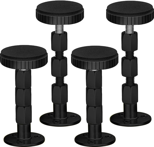 Adjustable Threaded Headboard Stoppers/Bumper Against Wall, 4 Pack Behind Bed Frame Protector Antishake Tool, Bed Shake Support Stabilizer Device for Anti-Knocking,Banging, Metal (Black 27-114mm)