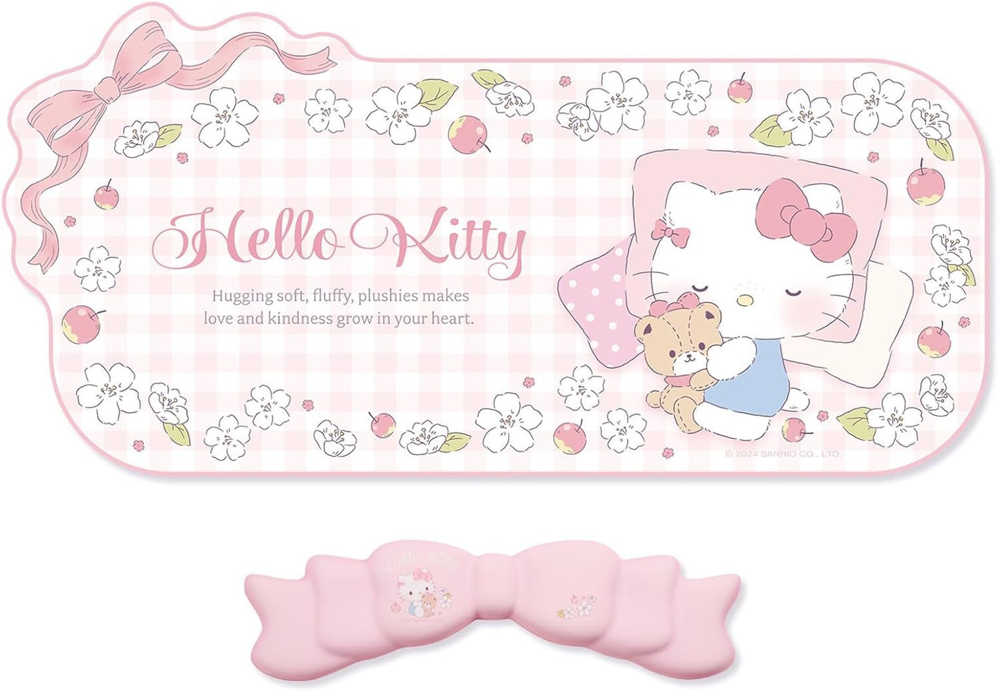 Kuitmor Kawaii Anime Mouse Pad Wrist Rest Support Set - Non-Slip Desk Mat and Memory Foam Bowknot Wrist Rest for Keyboard and Mouse,Perfect for Gaming or Home Office Work (Pink)