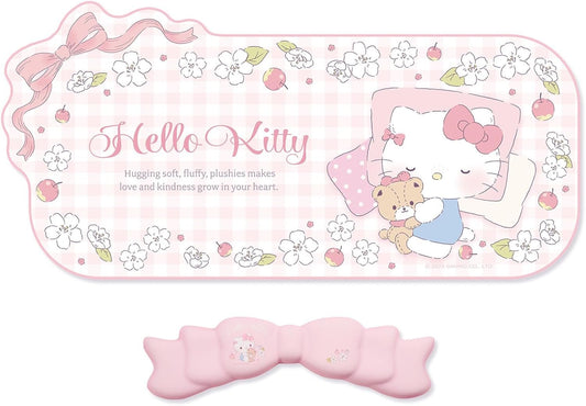 Kuitmor Kawaii Anime Mouse Pad Wrist Rest Support Set - Non-Slip Desk Mat and Memory Foam Bowknot Wrist Rest for Keyboard and Mouse,Perfect for Gaming or Home Office Work (Pink)