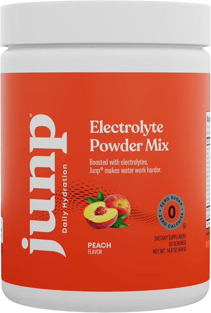 JUNP Hydration Electrolyte Powder, Electrolytes Drink Mix, Hydration Mix, Sugar Free, Gluten Free, 0 Calories, 0 Carbs, Keto Friendly, NON - GMO Kosher, 90 Servings. (Peach)