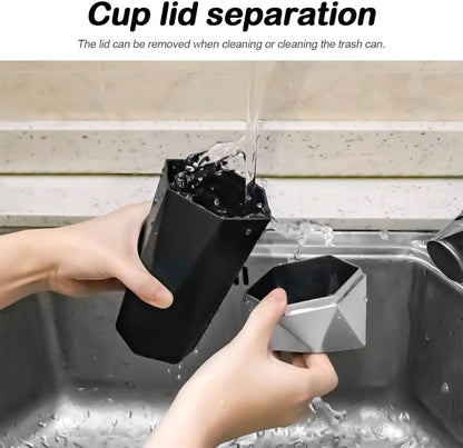 TSUGAMI Car Trash Can with Lid, Diamond Design Small Portable Garbage Bin, Waterproof & Leak-Proof, Car Interior Accessories, Universal Mini Dustbin for Auto Home Office Kitchen Bedroom (Black)