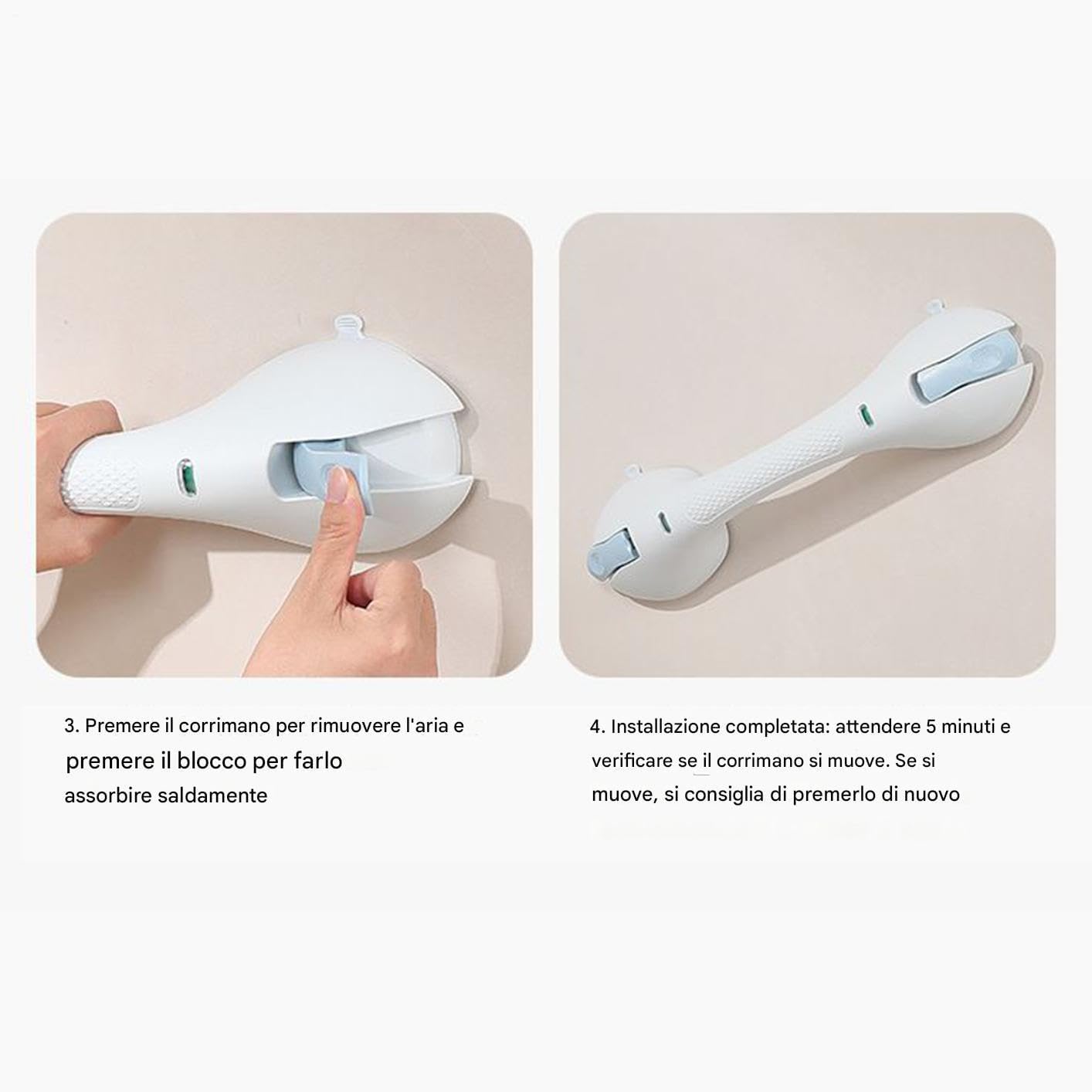 Shower Grab Rail, Safe Removable Shower Grab Bars with Suction Cup, 17.72x3.94x1.97 Inches, Disability Assistive Tool, Easy Install, Non-Slip Bathtub Safety Rails for Bathroom