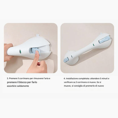 Shower Grab Rail, Safe Removable Shower Grab Bars with Suction Cup, 17.72x3.94x1.97 Inches, Disability Assistive Tool, Easy Install, Non-Slip Bathtub Safety Rails for Bathroom