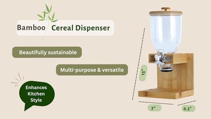 Future & Friendly Finds Bamboo Cereal Dispenser – Eco-Friendly Airtight Storage Container for Pantry & Counter, Family-Friendly Dry Food Dispenser for Snacks, Granola & Grains