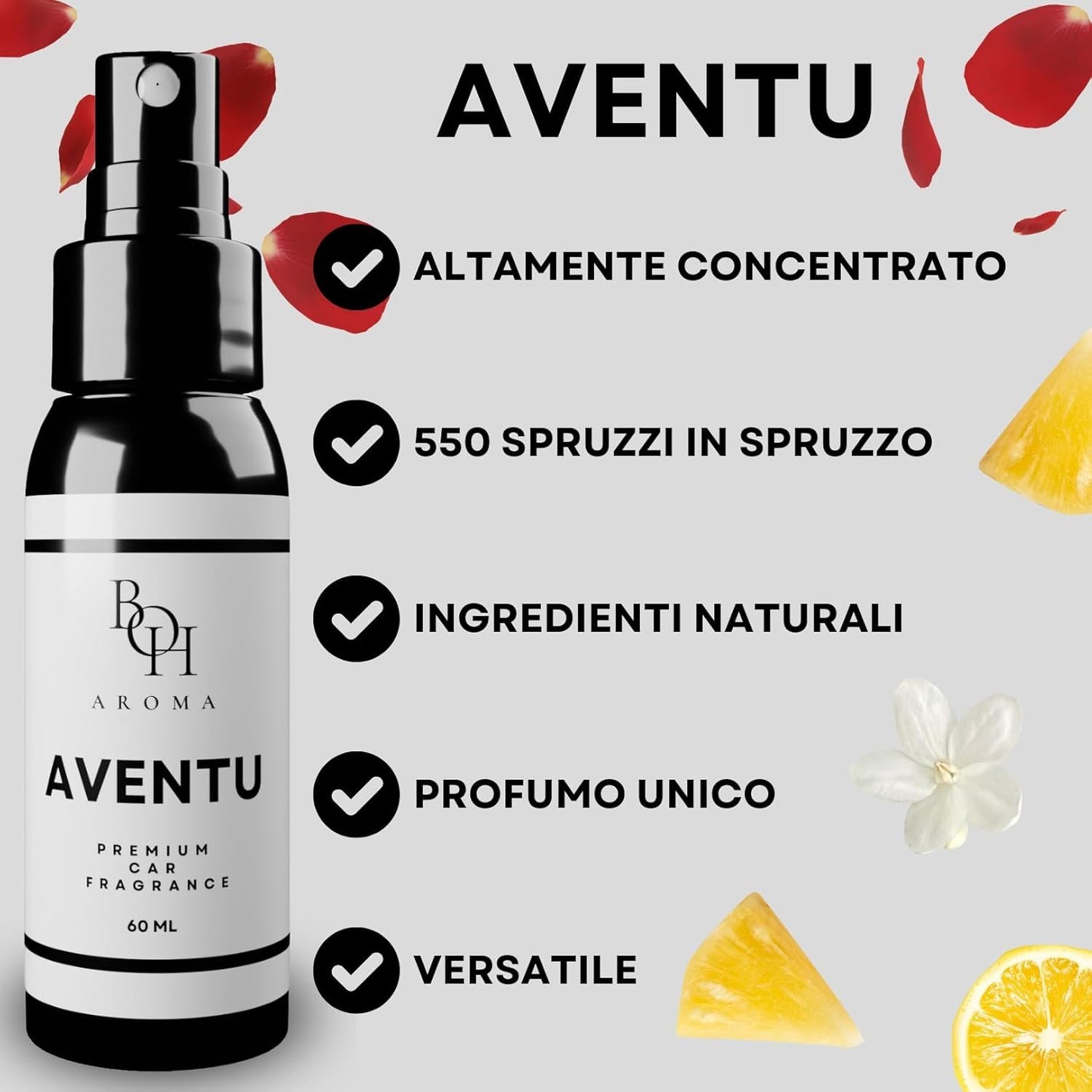 BOH Aroma CREED AVENTU Car Perfume - Car Perfume & Interior Air Freshener Neutralises Car Odors in Car, Car Perfume with Own Perfume, Car Interior Accessories - 60ml