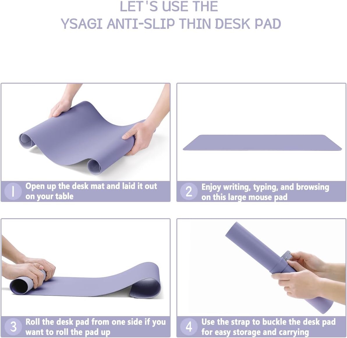 YSAGi Non-Slip Desk Pad,Mouse Pad,Waterproof Leather Desk Table Protector,Ultra Thin Large Desk Blotter, Easy Clean Laptop Desk Writing Mat for Office Work/Home/Decor(Lavender, 31.5" x 15.7")