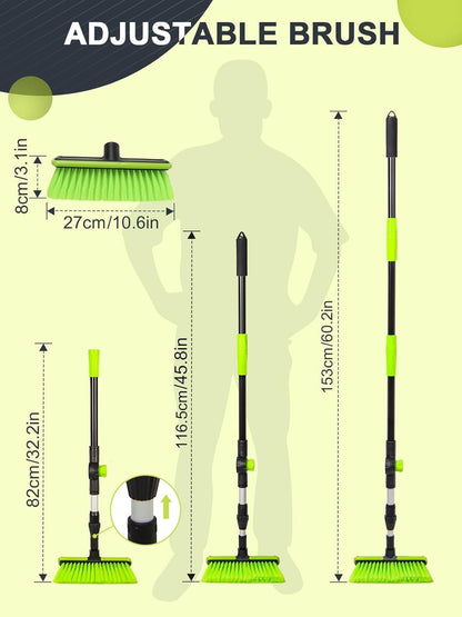 PBT 180° Rotating Car Wash Brush Long Handle Car Cleaning Brush Less Likely to Produce Floating Hair Suitable Snow Removal Cleaning SUV Truck Motorhome Indoor and Outdoor