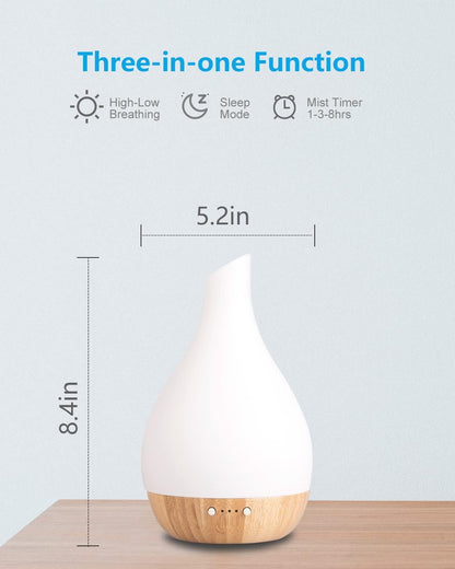 SOICARE Glass and Bamboo Ultrasonic Essential Oil Diffuser lamp, Eco-Friendly, Glass and Bamboo Aroma Diffuser, 4 Timers with Auto Off Function, Suitable for Home and Office, Ultra-Quiet 180 ml.